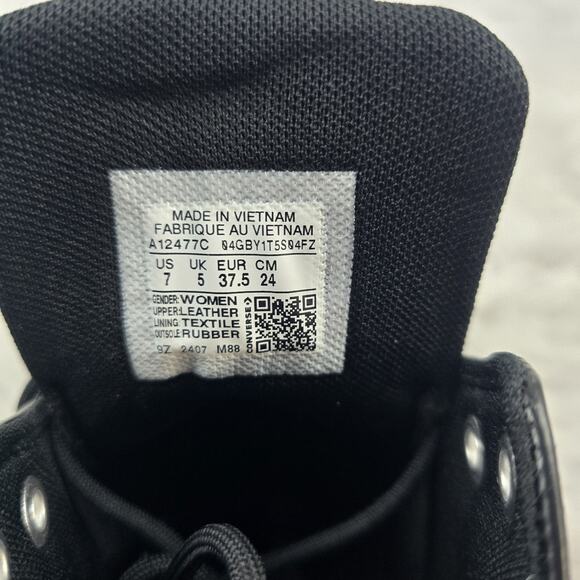 Converse CTAS All Black Smooth Leather Women's Size 7 High Top Sneakers Eclipse - Picture 9 of 9